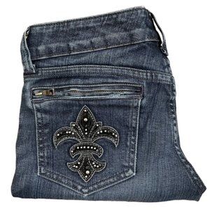 SEVEN7 Jewel Embellished Slim Straight Leg Jeans - Size 27